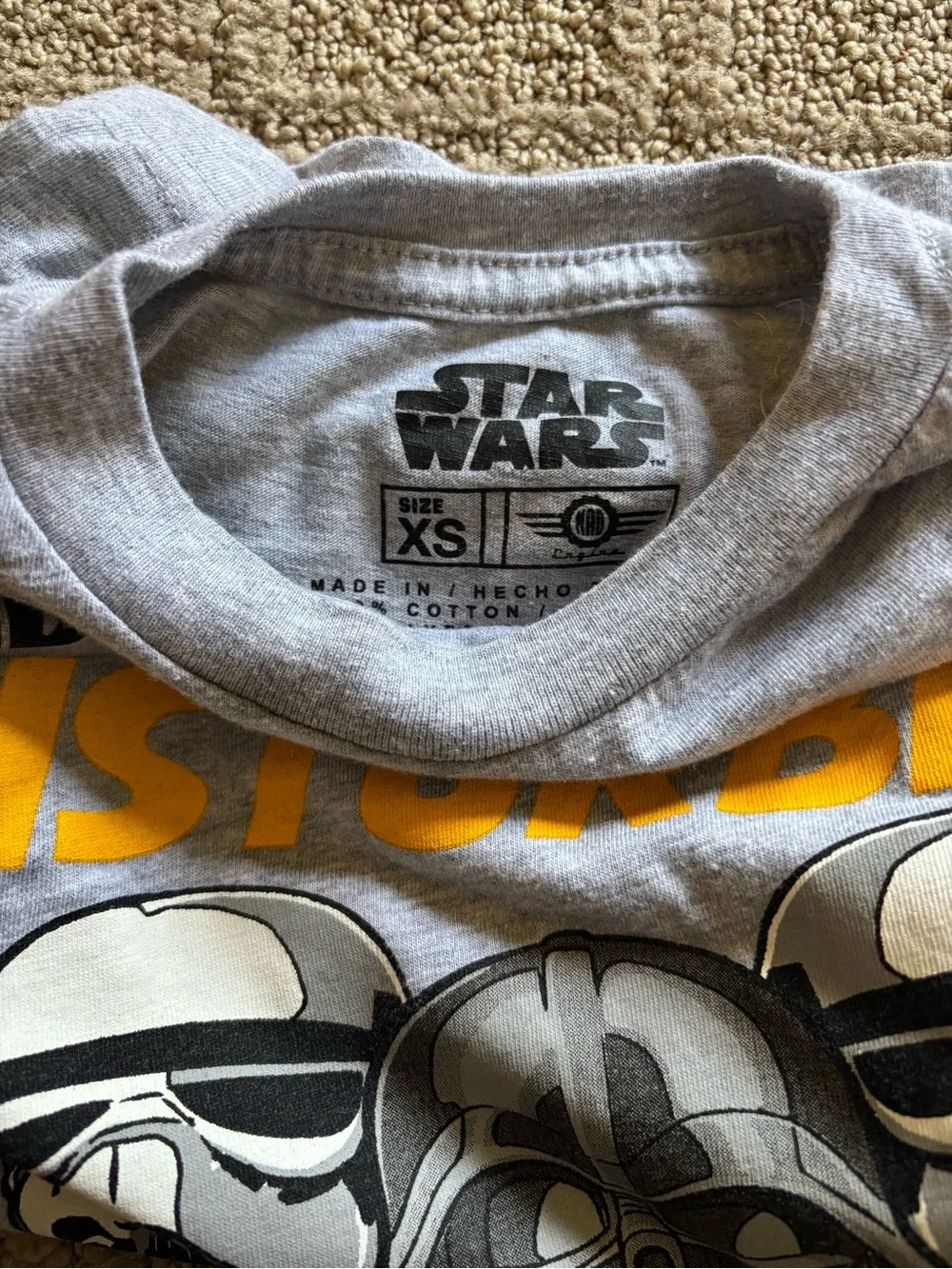 Star Wars Gray Tee with Yellow Trick-or-Treat Graphic